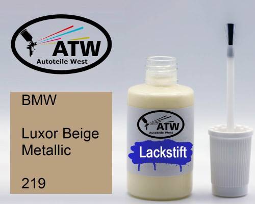 BMW, Luxor Beige Metallic, 219: 20ml Lackstift, von ATW Autoteile West.